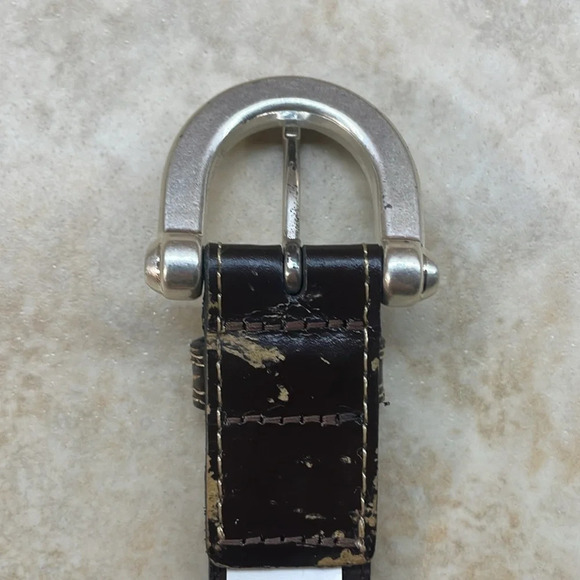 Fossil Women’s Belt Patchwork Color Block Genuine Leather Silver Buckle Size M - Picture 12 of 16